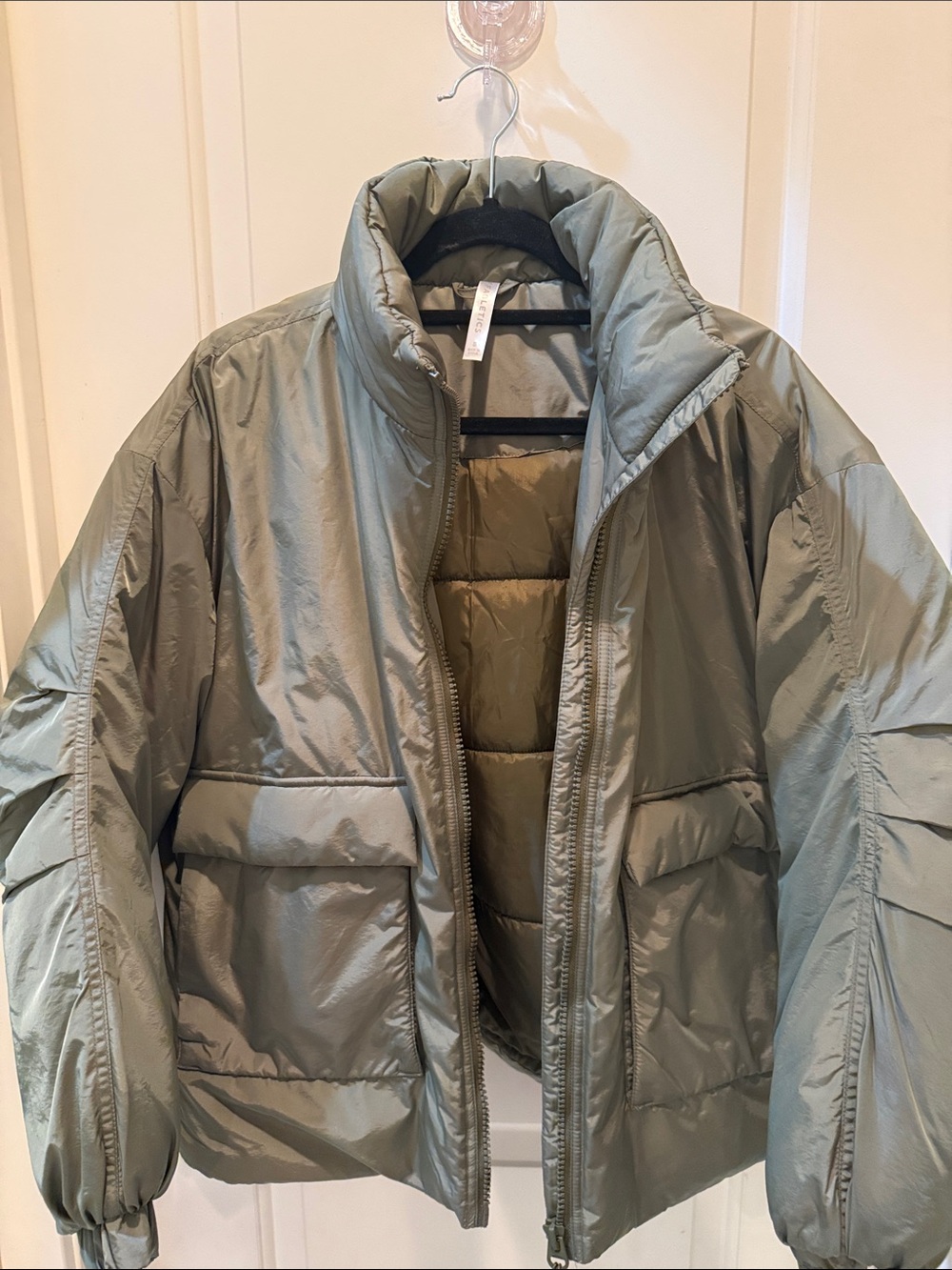 Women’s Olive Green Puffer Jacket- Fabletics size small like new